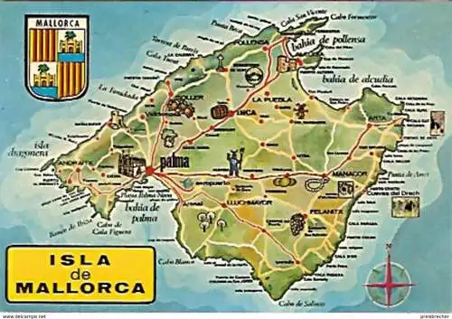 Ansichtskarte Spanien - Isla de Mallorca - Landkarte (391)