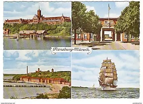 Ansichtskarte Deutschland - Schleswig-Holstein - Flensburg - Mürwik / Marineschule, Fernmeldeschule, Stützpunkt, Schulschiff vor Mürwik (1240)