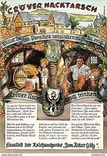 Ansichtskarte Deutschland - Rheinland-Pfalz - Kröv - Mosel / Cröver Nacktarsch - Hauslied der Reichsschenke \"Zum Ritter Götz\" (746)