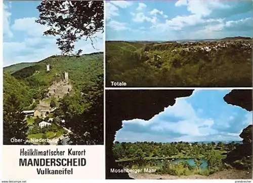Ansichtskarte Deutschland - Rheinland-Pfalz - Manderscheid - Burgen, Totale, Mosenberger Maar (311)