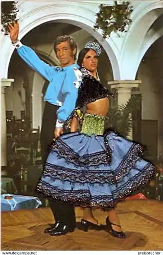 Ansichtskarte Spanien - Spanien - Flamencopaar aus Stoff (774)