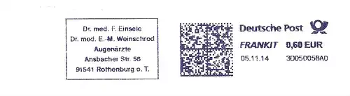 Freistempel 3D050058A0 Rothenburg o.T. - Augenärzte Dr. med. F. Eisele / Dr. med. E.-M. Weinschrod (#1600)