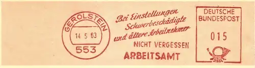 Freistempel Gerolstein - Arbeitsamt - Bei Einstellungen Schwerbeschädigte und ältere Arbeitnehmer nicht vergessen (#1612)