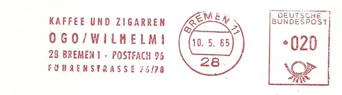 Freistempel Bremen - OGO / WILHELMI - Kaffee und Zigarren (#1671)