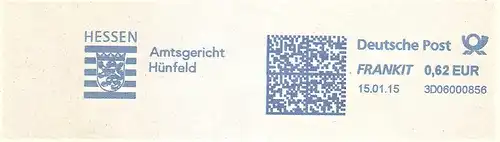 Freistempel 3D06000856 Hünfeld - Amtsgericht Hünfeld HESSEN (Abb. Wappen) (#1687)