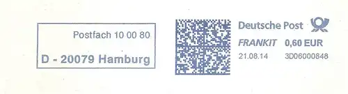 Freistempel 3D06000848 Hamburg - Postfach 10 00 80 D-20079 Hamburg (#1688)