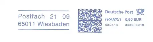Freistempel 3D06000816 Wiesbaden - Postfach 21 09 - 65011 Wiesbaden (#1695)