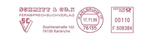 Freistempel F508384 Karlsruhe - SCHMITT & CO. GMBH - FERNSPRECHBUCHVERLAG (#1709)