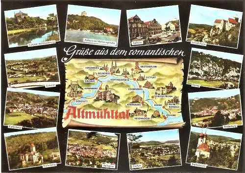 Ansichtskarte Deutschland - Bayern - Essing im Altmühltal - Verlaufskarte mit umgebenden Ortschaften (1411)