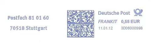 Freistempel 3D0600099B Stuttgart - Postfach 81 01 60 - 70518 Stuttgart (#1721)