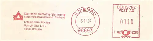 Freistempel F82 6281 Ilmenau - Deutsche Rentenversicherung - Landesversicherungsanstalt Thüringen - Service-Büro Ilmenau (#1745)