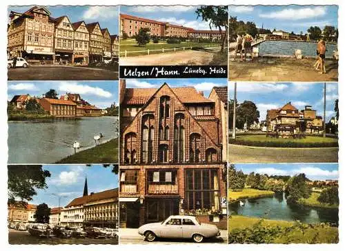 Ansichtskarte Deutschland - Niedersachsen - Uelzen - Lessingschule, Am Ratsteich, Gildehaus, Hammerstein Platz (1489)