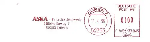 Freistempel F78 8645 Düren - ASKA Faltschachtelwerk (#1772)