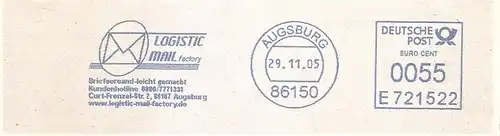 Freistempel E721522 Augsburg - LOGISTIC MAIL factory - Briefversand leicht gemacht - www.logistic-mail-factory.de (Abb. Briefumschlag) (#1776)