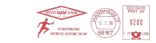Freistempel F77 4188 Mannheim - SYSTEMTECHNIK - Vorsprung durch Know How (Abb. Läufer mit Staffelstab) (#1801)