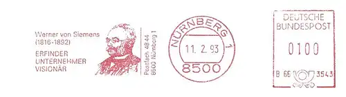 Freistempel B66 3543 Nürnberg - Werner von Siemens (1816-1892) Erfinder Unternehmer Visionär (Abb. Werner von Siemens) (#1834)