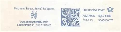 Freistempel 3D0600087E Berlin - Deutscher Anwalt Verein - Vertrauen ist gut. Anwalt ist besser. (#1838)