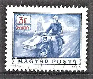 Briefmarke Ungarn Portomarke Mi.Nr. 248 o Postdienst 1973 / Postzusteller auf Beiwagenmotorrad