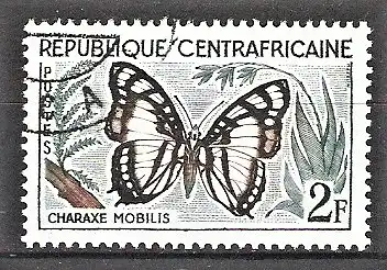 Briefmarke Zentralafrikanische Republik Mi.Nr. 6 o Schmetterlinge 1960 / Charaxes nobilis