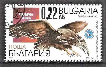 Briefmarke Bulgarien Mi.Nr. 4516 o Das Rote Buch gefährdeter Tier- und Pflanzenarten 2001 / Schmutzgeier