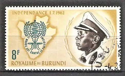 Briefmarke Burundi Mi.Nr. 40 A o Kampf gegen die Malaria 1962 / König Mwambutsa IV.