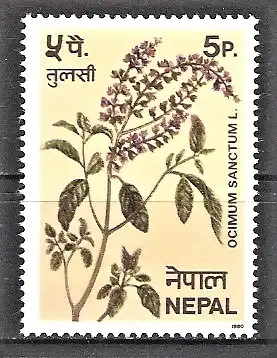 Briefmarke Nepal Mi.Nr. 393 ** Nepalesische Gewürze 1980 / Basilikum