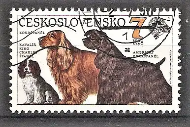 Briefmarke Tschechoslowakei Mi.Nr. 3058 o Internationale Hundeausstellung Brünn 1990 / Spaniel