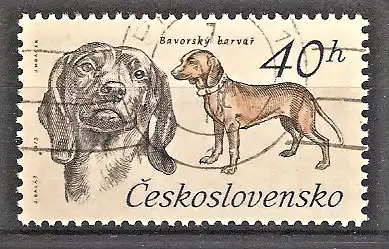 Briefmarke Tschechoslowakei Mi.Nr. 2156 o Jagdhunde 1973 / Bayerischer Schweißhund