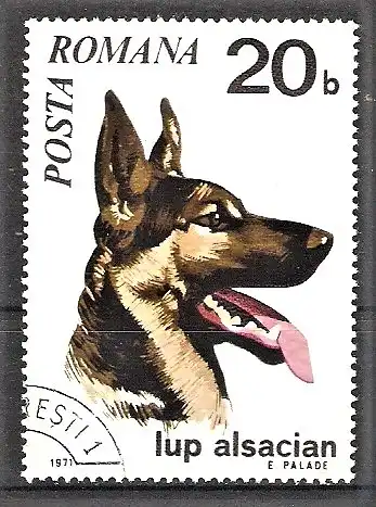 Briefmarke Rumänien Mi.Nr. 2908 o Hunde 1971 / Schäferhund