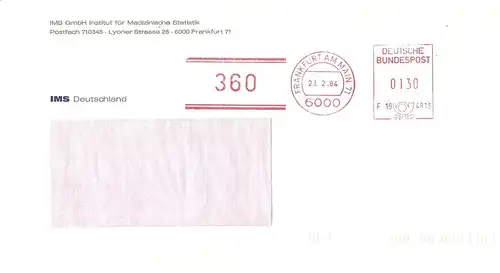 Freistempel F19 4813 Frankfurt am Main - INTERIMSNUMMER "360" (IMS GmbH Institut für Medizinische Statistik) (#AFS35)