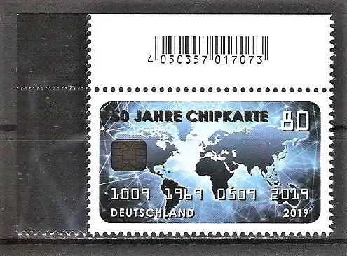 Briefmarke BRD Mi.Nr. 3494 ** BOGENECKE o.l. / 50 Jahre Chipkarte 2019