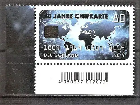 Briefmarke BRD Mi.Nr. 3494 ** BOGENECKE u.l. / 50 Jahre Chipkarte 2019
