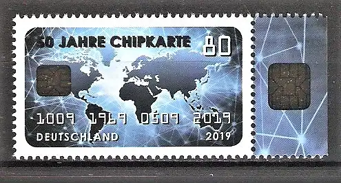Briefmarke BRD Mi.Nr. 3494 ** Bogenrand r. / 50 Jahre Chipkarte 2019