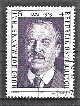 Briefmarke Österreich Mi.Nr. 1438 o Hugo von Hofmannsthal 1974 / Dichter