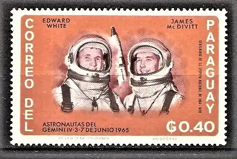 Briefmarke Paraguay Mi.Nr. 1506 ** Raumfahrt 1966 / Astronauten White und McDivitt