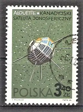 Briefmarke Polen Mi.Nr. 1735 o Weltraumforschung 1966 / Ionosphären-Forschungssatellit „Alouette“ (Kanada/USA)