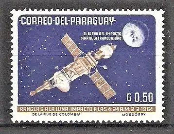 Briefmarke Paraguay Mi.Nr. 1315 ** Raumfahrt 1964 / NASA Raumsonde Ranger 6 vor Mond