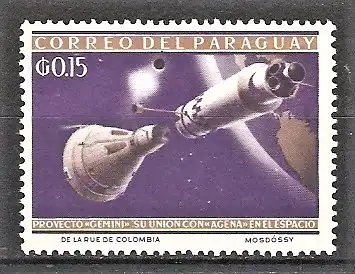 Briefmarke Paraguay Mi.Nr. 1295 ** Weltraumforschung 1964 / Gemini-Weltraumkapsel vereinigt sich mit Agena-Rakete
