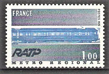 Briefmarke Frankreich Mi.Nr. 1928 ** 75 Jahre Pariser Métro 1975 / Triebwagenzug Typ MS 61