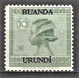 Briefmarke Ruanda-Urundi Mi.Nr. 23 ** Freimarken von Belgisch-Kongo mit Aufdruck alter Landesname überdruckt 1927/1929