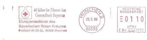 Freistempel E84 1730 München - Blutspendedienst des Bayerischen Roten Kreuzes - 40 Jahre im Dienst der Gesundheit Bayerns (#1941)