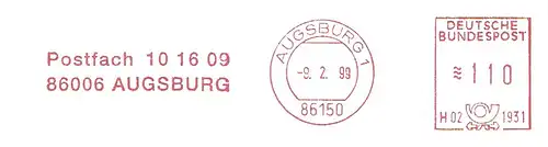 Freistempel H02 1931 Augsburg - Postfach 10 16 09 86006 Augsburg (#1949)
