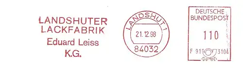 Freistempel F91 3104 Landshut - LANDSHUTER LACKFABRIK - Eduard Leiss KG (#1963)