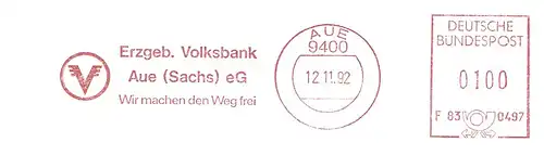Freistempel F83 0497 Aue - Erzgeb. Volksbank Aue (Sachs) eG - Wir machen den Weg frei (#1967)