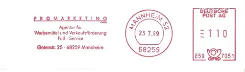 Freistempel E59 7051 Mannheim - PROMARKETING GmbH - Agentur für Werbemittel und Verkaufsförderung Full-Service (#1971)