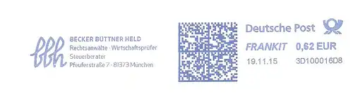 Freistempel 3D100016D8 München - Becker Büttner Held - Rechtsanwälte Wirtschaftsprüfer Steuerberater (#1979)
