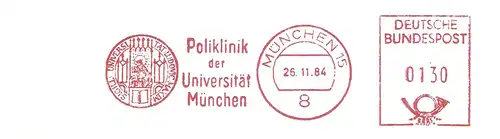 Freistempel München - Poliklinik der Universität München (Abb. Universitäts-Siegel) (#1994)