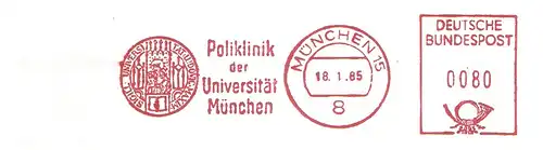 Freistempel München - Poliklinik der Universität München (Abb. Universitäts-Siegel) (#1995)