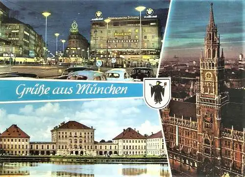 Ansichtskarte Deutschland - Bayern - München - Karls-Platz (Stachus), Rathaus, Schloß Nymphenburg (1502)