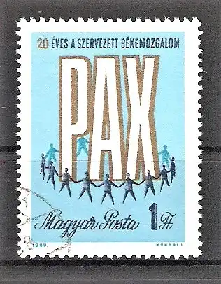 Briefmarke Ungarn Mi.Nr. 2518 A o 20 Jahre Weltfriedensbewegung PAX 1969